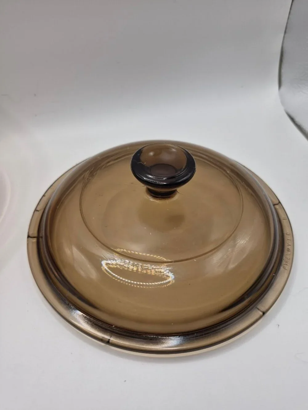 Vintage Vision/ Pyrex Amber Glass Saucepan Lid 1.5 Quart Heat-Resistant Cookware